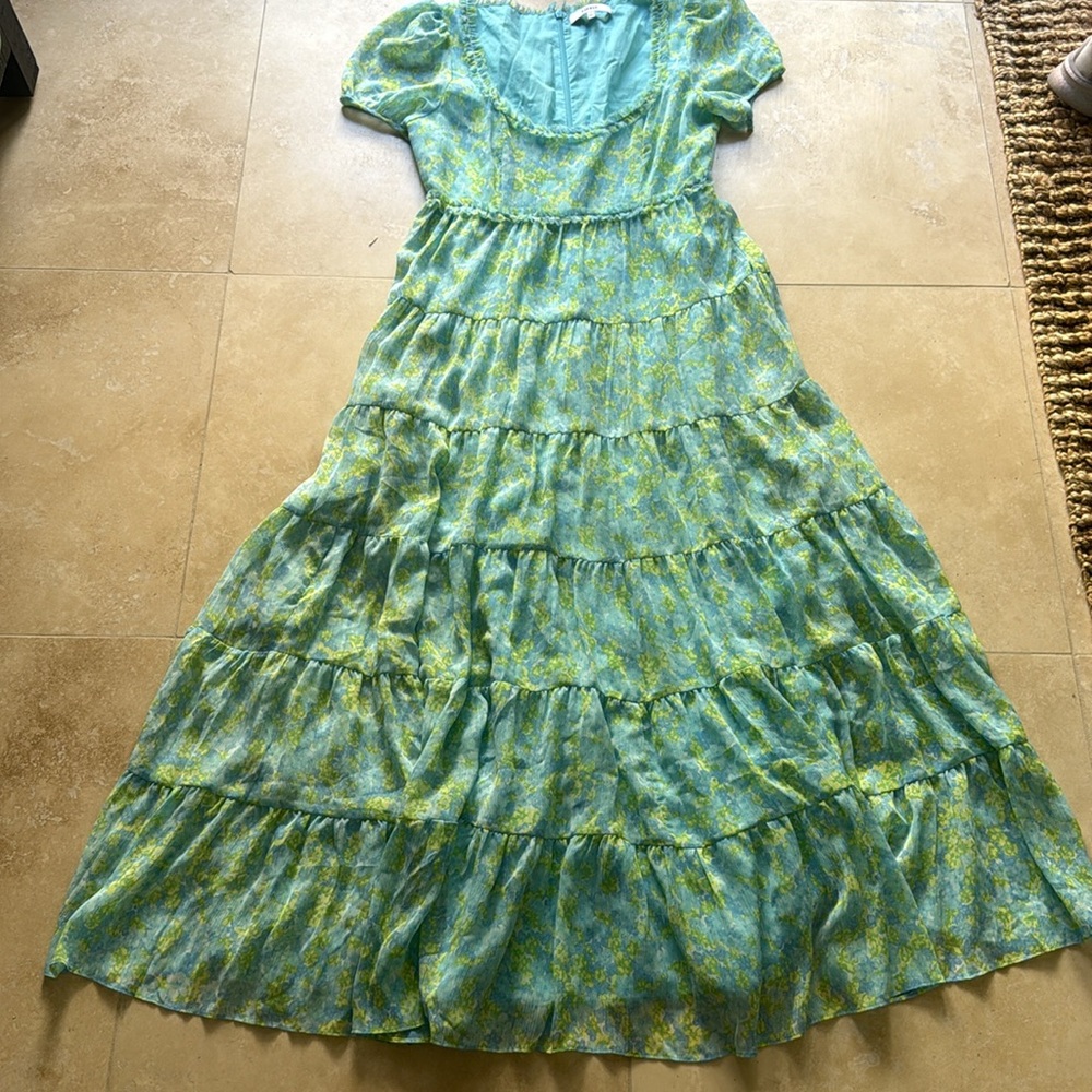 Likely Aqua and Lime Floral Dress Size 4